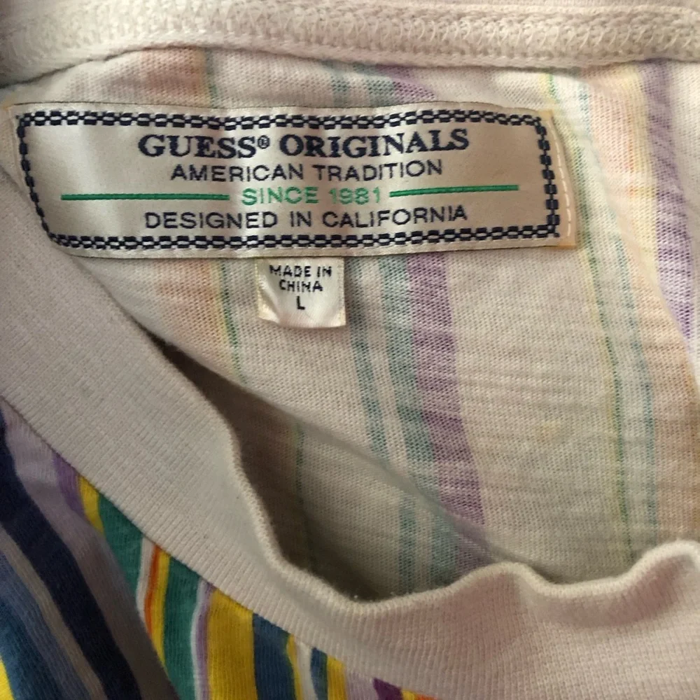 Guess Multicolor Striped Short Sleeve Tee - Picture 6 of 7